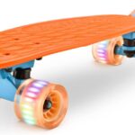 Standard Skateboard Mini  – 6”  Deck Complete Double Kick Skate Board w/ 3.25” Aluminum Alloy Truck,  Wheels w/ Light – for Kids, Teens, Adults’