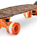 Standard Skateboard Mini  – 6”  Deck Complete Double Kick Skate Board w/ 3.25″ Aluminum Alloy Truck,  Wheels w/ Light – for Kids, Teens, Adults (Tiger)