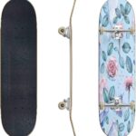 Skateboards Traditional Tattoo with Rose Flowers and Dagger Knife Colorful Tattoo Classic Concave Skateboard Cool Stuff Teen Gifts Longboard Extreme Sports for Beginners and Professionals