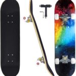 Skateboards for Beginners Adults Youths Teens Kids Girls Boys 31 Inch Pro Complete Skate Boards 7 Layer Canadian Maple Double Kick Concave Longboards
