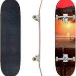 Skateboards Beautiful Colorful Tropical Sunset with Palm Trees Classic Concave Skateboard Cool Stuff Teen Gifts Longboard Extreme Sports for Beginners and Professionals