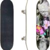 Skateboards Pretty Tattoo Rock Roses Seamless Repeat Wallpaper Tile Classic Concave Skateboard Cool Stuff Teen Gifts Longboard Extreme Sports for Beginners and Professionals