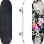 Skateboards Pretty Tattoo Rock Roses Seamless Repeat Wallpaper Tile Classic Concave Skateboard Cool Stuff Teen Gifts Longboard Extreme Sports for Beginners and Professionals