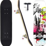 Skateboards for Beginners Adults Youths Teens Kids Girls Boys 31 Inch Pro Complete Skate Boards 7 Layer Canadian Maple Double Kick Concave Longboards