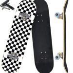 Pro Complete for Beginners Girls Boys Kids Youths Teens Adults 31″x8″ Skate Boards 7 Layers Canadian Maple Double Kick Deck Concave Longboard