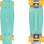 Mini  Skateboard 22.5″ Classic Retro Plastic  Complete Skateboard with  7 Bearings and  Wheels Compact Board w/Griy, Molded Waffle Deck