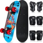 7 Pcs Skateboard for Toddlers Beginners Knee Elbow Pads Wrist Guards Gear Set