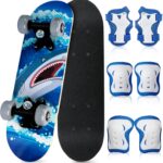 7 Pcs Skateboard for Toddlers Beginners Knee Elbow Pads Wrist Guards Gear Set