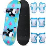 7 Pcs Skateboard for Toddlers Beginners Knee Elbow Pads Wrist Guards Gear Set