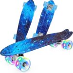 22 inch Skateboards for Kids, Cruiser Skateboard for Beginners Girls Boys Teens Adults, Mini Skateboards Classic Complete Skate Board with Skate T-Tool, Max Load 220 LBS